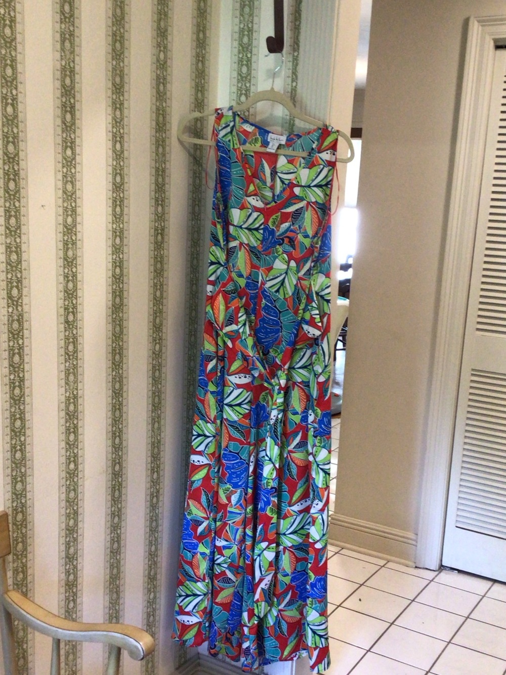 Tropical Sleeveless Maxi Jumpsuit in Red & Blue